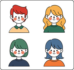 Cute children avatar set vector illustration colorful kids face icons boy and girl cartoon portrait collection
