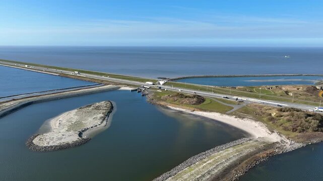Top shot of fish migration passage at major water management dam in Europe
