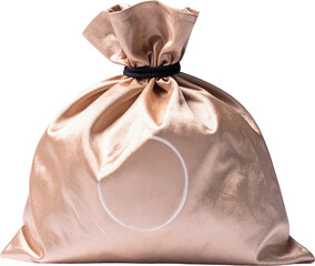 복주머니-천 복주머니-파우치-더스트 백-조임 끈-끈 조임-비단-실크-베이지색-배경 제거