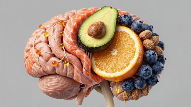 Nikola Teslas brain with fruits