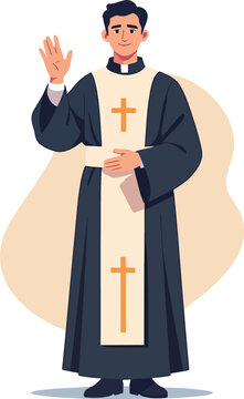 prete sacerdote parroco chierichetto mentre celebra la messa in chiesa o altra parte vettoriale