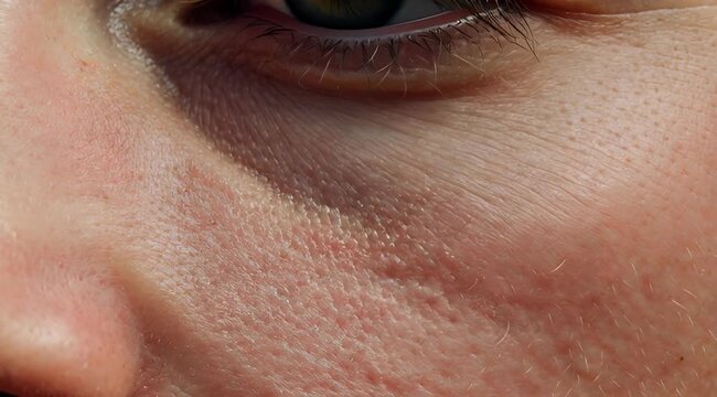 Facial Skin Texture Macro for Anti-Aging Cosmetic Advertising and Eye Care Branding