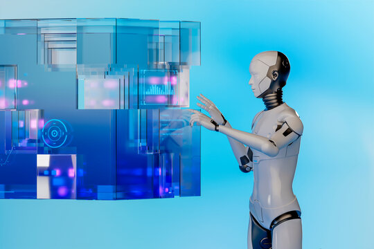 3D Android UI Cube controls floating dashboard and metrics