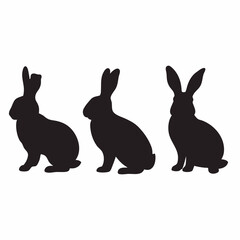 Fototapeta premium Rabbit Silhouette Set Vector – Bunny Animal Illustration Collection