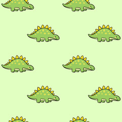 Cute Dinosaur Seamless Pattern with Cartoon Dino on Background  © Olga