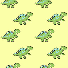 Cute Dinosaur Seamless Pattern with Cartoon Dino on Background  © Olga