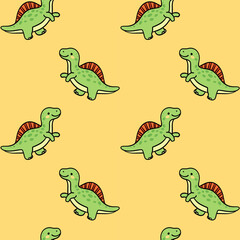 Cute Dinosaur Seamless Pattern with Cartoon Dino on Background  © Olga