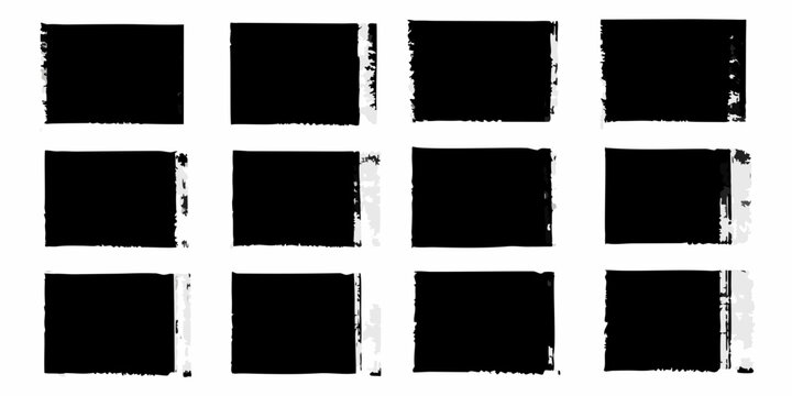 Nine black squares arranged in a grid with textured uneven edges