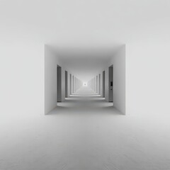 Endless White Hallway With