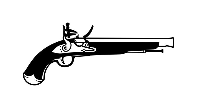 Vector illustration of a flintlock pistol