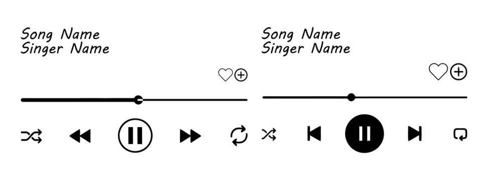 Music Player Interface UI Controls, Minimalist Digital Audio Design