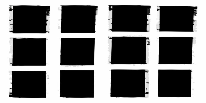 A grid of nine dark squares with torn fragmented white borders