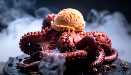 Octopus with Ice Cream Chocolate and Fruit Flavors for Summer Treat