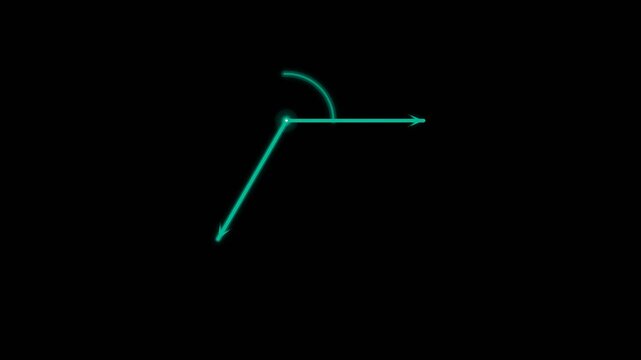 Geometric Angle Measurement Animation with Neon Green Lines and 240 Degrees Display on Black Background, symbolizing precision and technical analysis