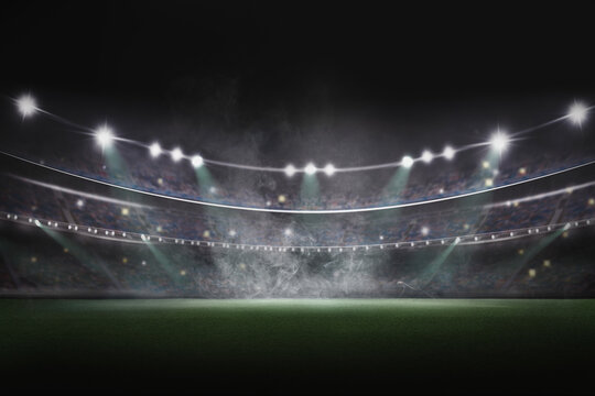  textured soccer game field with isolated, free copy space background - stadium center, midfield
