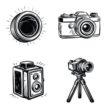 Vintage Twin Lens Reflex and Modern Camera Set