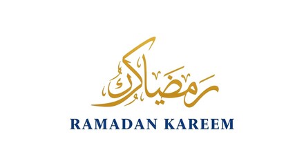 Obraz premium Ramadan Kareem Arabic Calligraphy with Elegant Golden Islamic Design