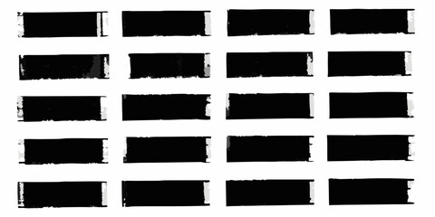 Arrangement of black rectangular brush strokes on a white background