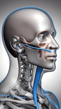 CGI Visualization of Human Head and Neck Anatomy Demonstrating Postural Influence and Head Tilt Mechanism for Medical Education