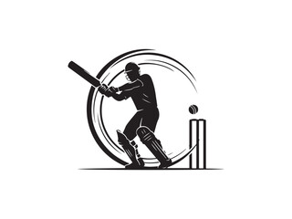 Fototapeta premium Cricket player in action hitting ball with.