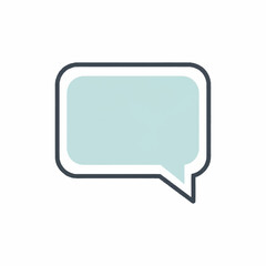 A blue speech bubble with a white border and a gray outline on a white background