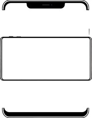 Obraz premium Black and white schematic illustration of a modern mobile smartphone