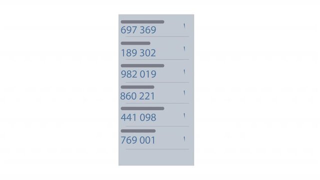 Authentication codes. Security list animation, alpha channel. Cartoon