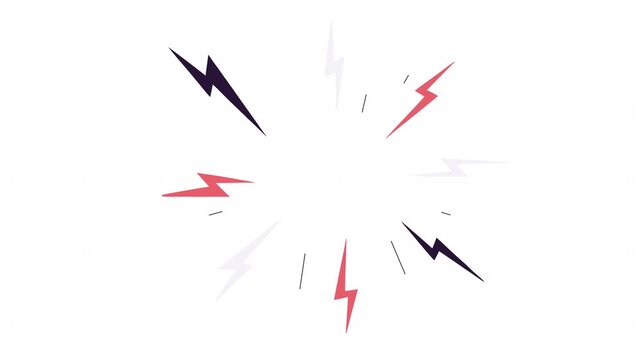 Explosive lightning discharge. Lightning effect animation, alpha channel. Cartoon