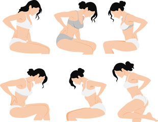 ぎっくり腰を発症した女性のイラスト