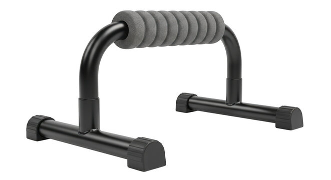 Black parallel bars with gray grips for pull-ups on , 3D render isolated on transparent background
