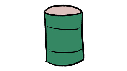 ドラム缶、空き缶の手描きイラスト