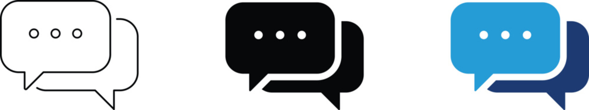 Double speech bubbles icon showing online chat and digital conversation. Communication illustration for social media messaging, customer support dialogue, and collaborative consultation.