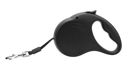 Black retractable dog leash on , silhouette style isolated on transparent background