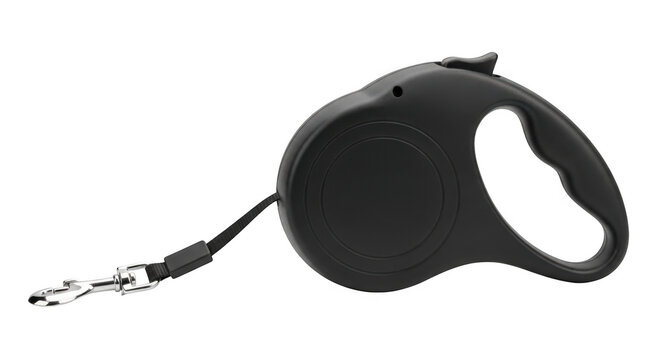 Black retractable dog leash on , silhouette style isolated on transparent background