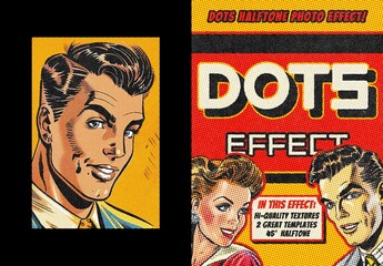 Dotted Print Poster Photo Effect Mockup