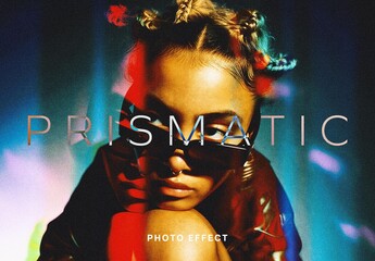 Glitch Prismatic Photo Effect Mockup