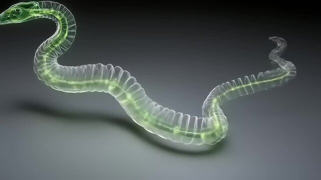 Glass sculpture of a snake.
