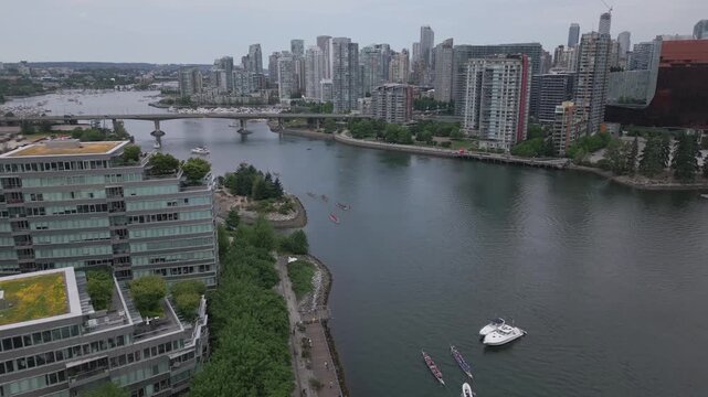 Dragon boats getting into starting position for a race