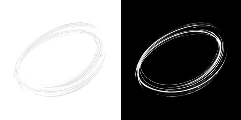 White circular wind swirl ring / frame effect, abstract vortex circle. Includes transparent PNG version and black background preview version. © ellyson