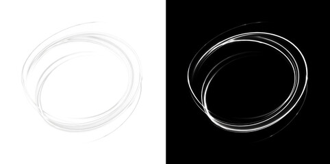 Fototapeta premium White circular wind swirl ring / frame effect, abstract vortex circle. Includes transparent PNG version and black background preview version.