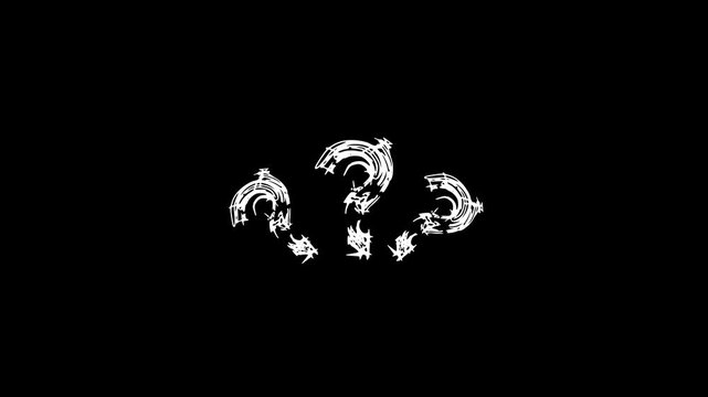 Black questions mark pop up video 4k animation on black background