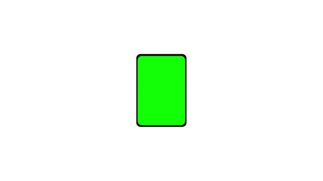 Bright green rounded rectangle icon centered on a white background, simple flat design with black outline, minimal abstract UI button or placeholder shape.