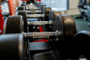 Fototapeta premium Different dumbbells in the gym