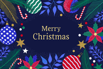 Festive christmas wreath with ornaments and holiday greetings © Uttam