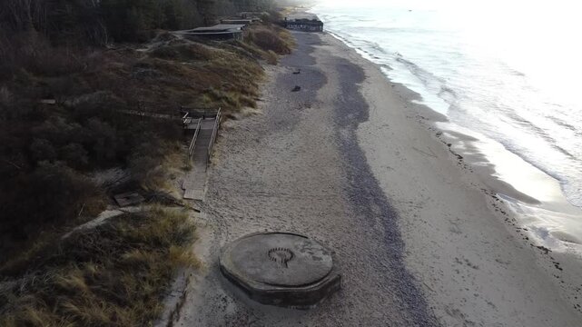 Baltic Waves Crashing Near Abandoned Nordmole War Bunker 