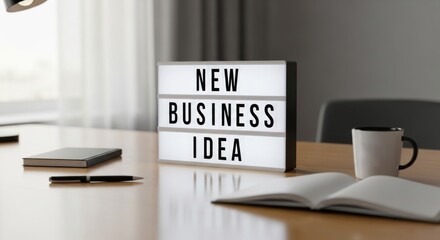 Fototapeta premium New Business Idea Lightbox on Desk, Startup Concept for Marketing Campaigns