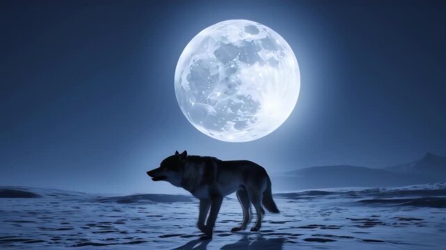 wolf howling at the moonlight