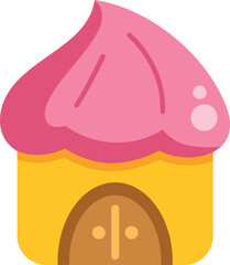 Naklejka premium Flat vector illustration of a fantasy cupcake house for fairytale concepts