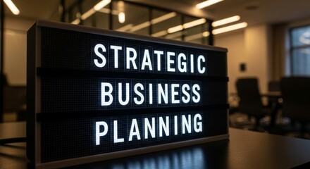Fototapeta premium Strategic Business Planning Sign in Modern Office for Corporate Communication