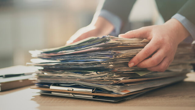 Working on documents and files in the office